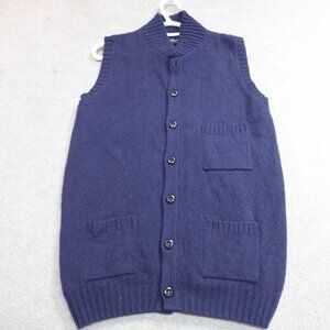 Howlin Vest Medium Blue Button Front Cardigan Made in Scotland